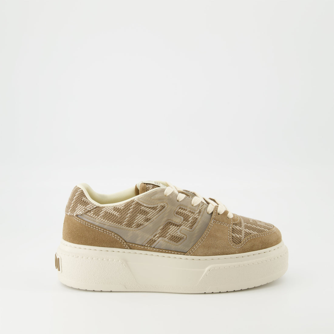 Platform Sneakers Beige Jacquard