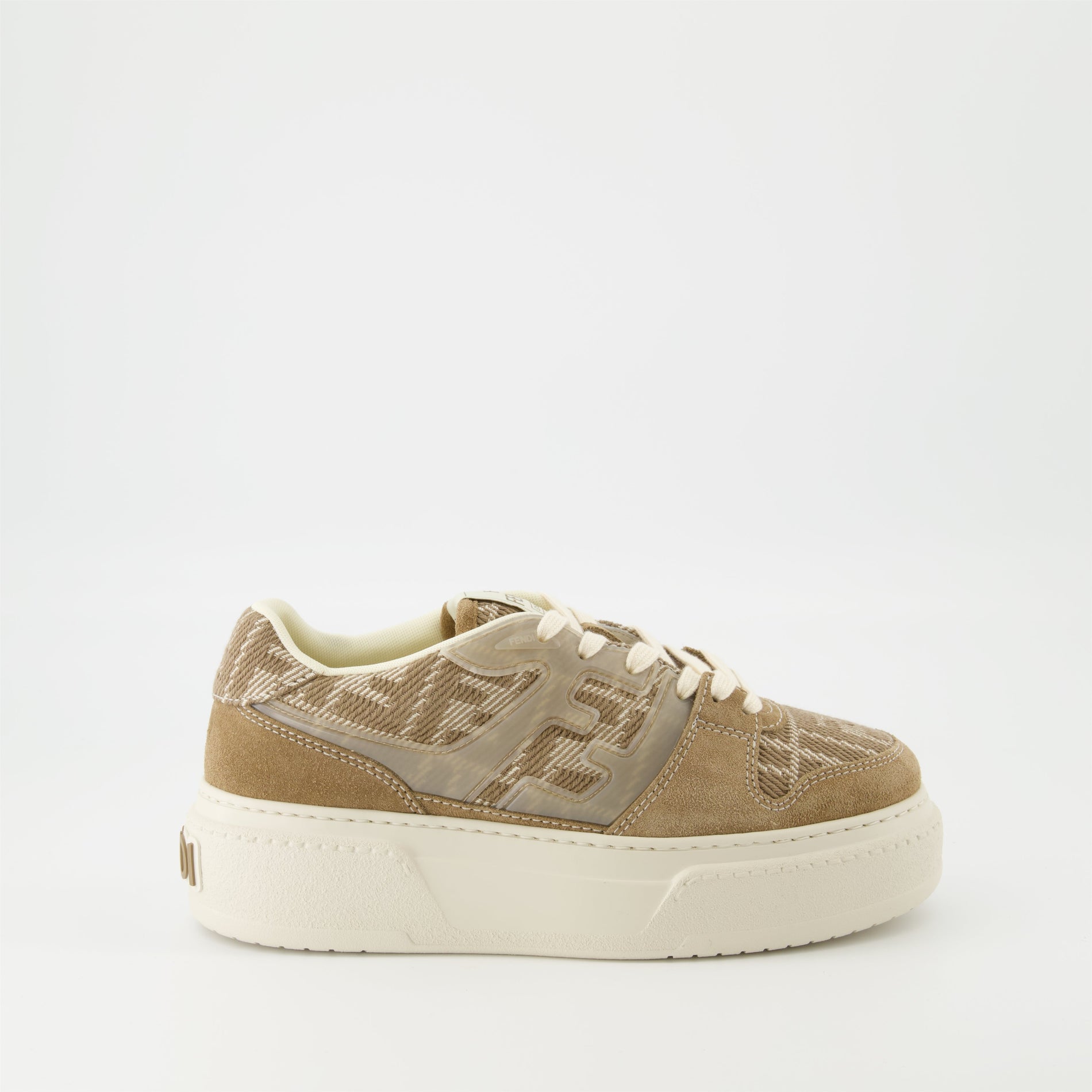 Fendi Platform Sneakers Beige Jacquard