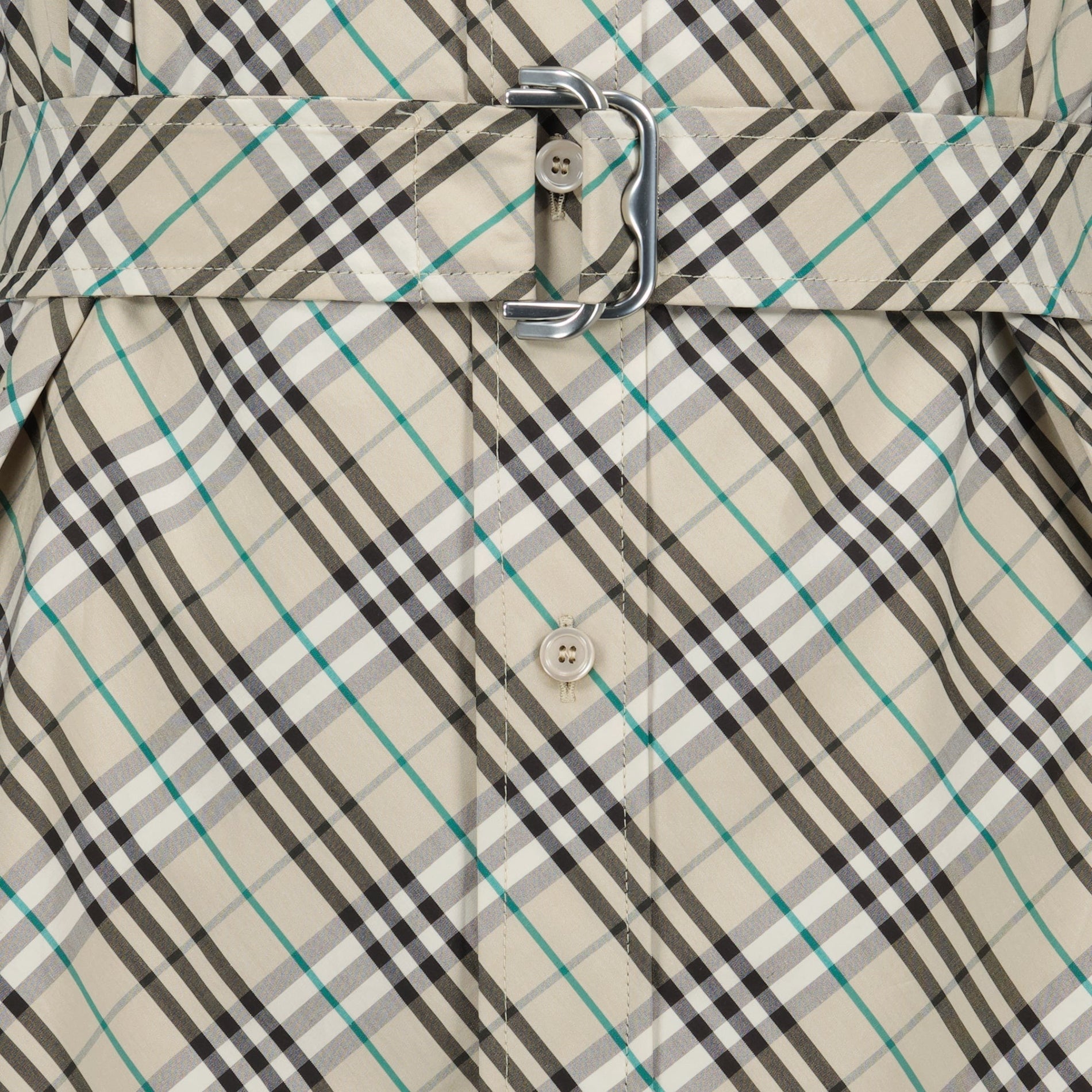 Burberry Short Sleeve Check Belted Shirt Dress – Light Beige - image 8