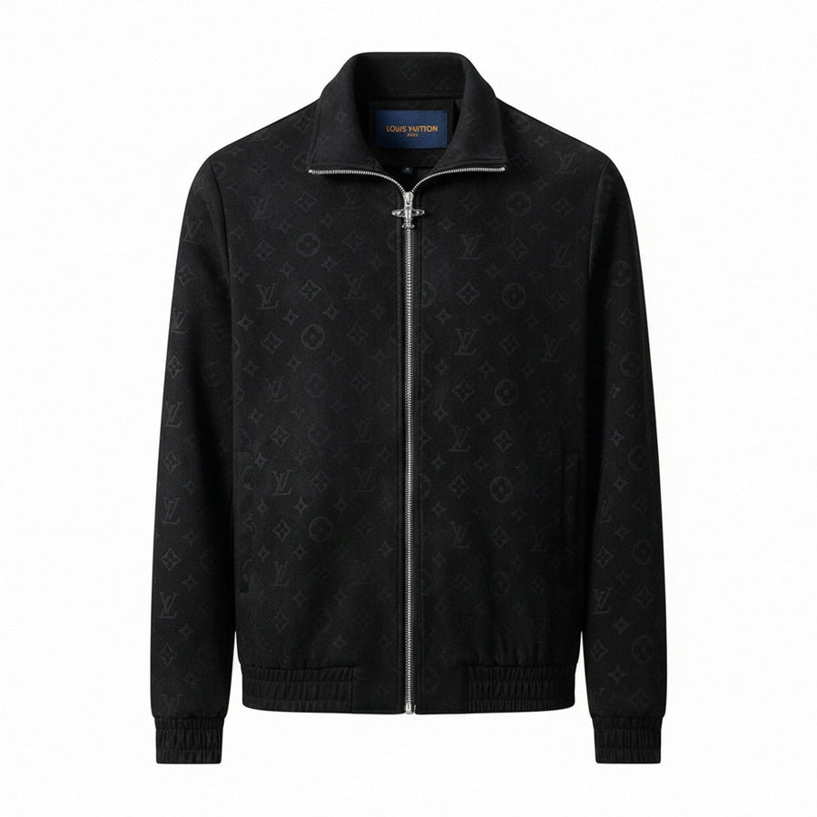 Louis Vuitton Black Faux Deerskin Monogram Zip Jacket