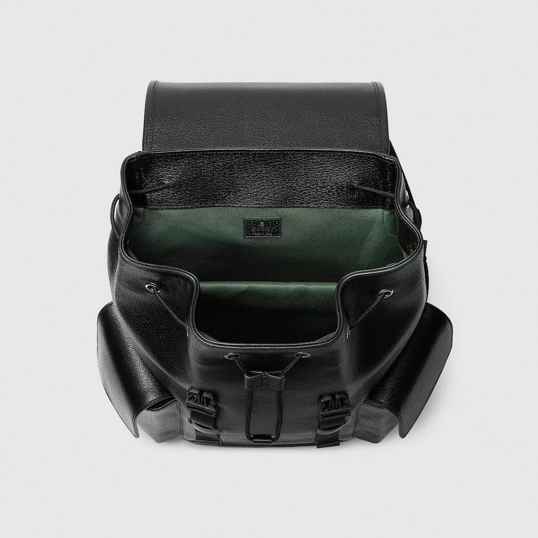 Gucci Black Leather Flap Backpack - image 3