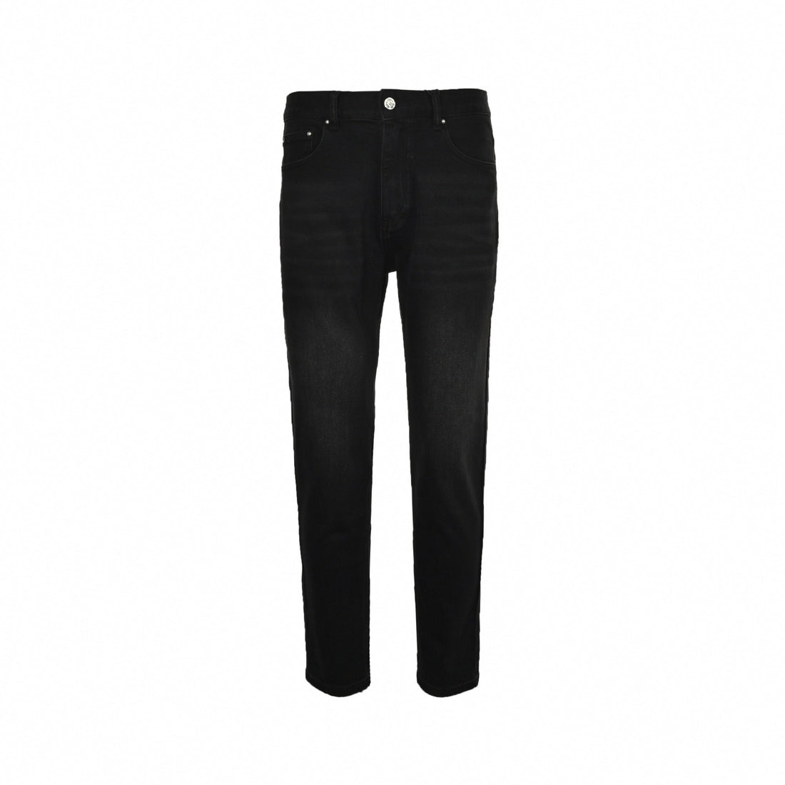 Black Slim-Fit Denim Jeans with Monogram Details
