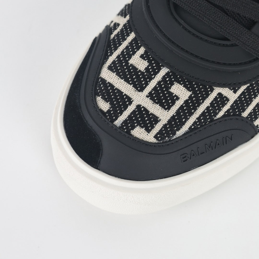 Balmain B-Court Sneakers in Black & Ivory Monogram - image 4