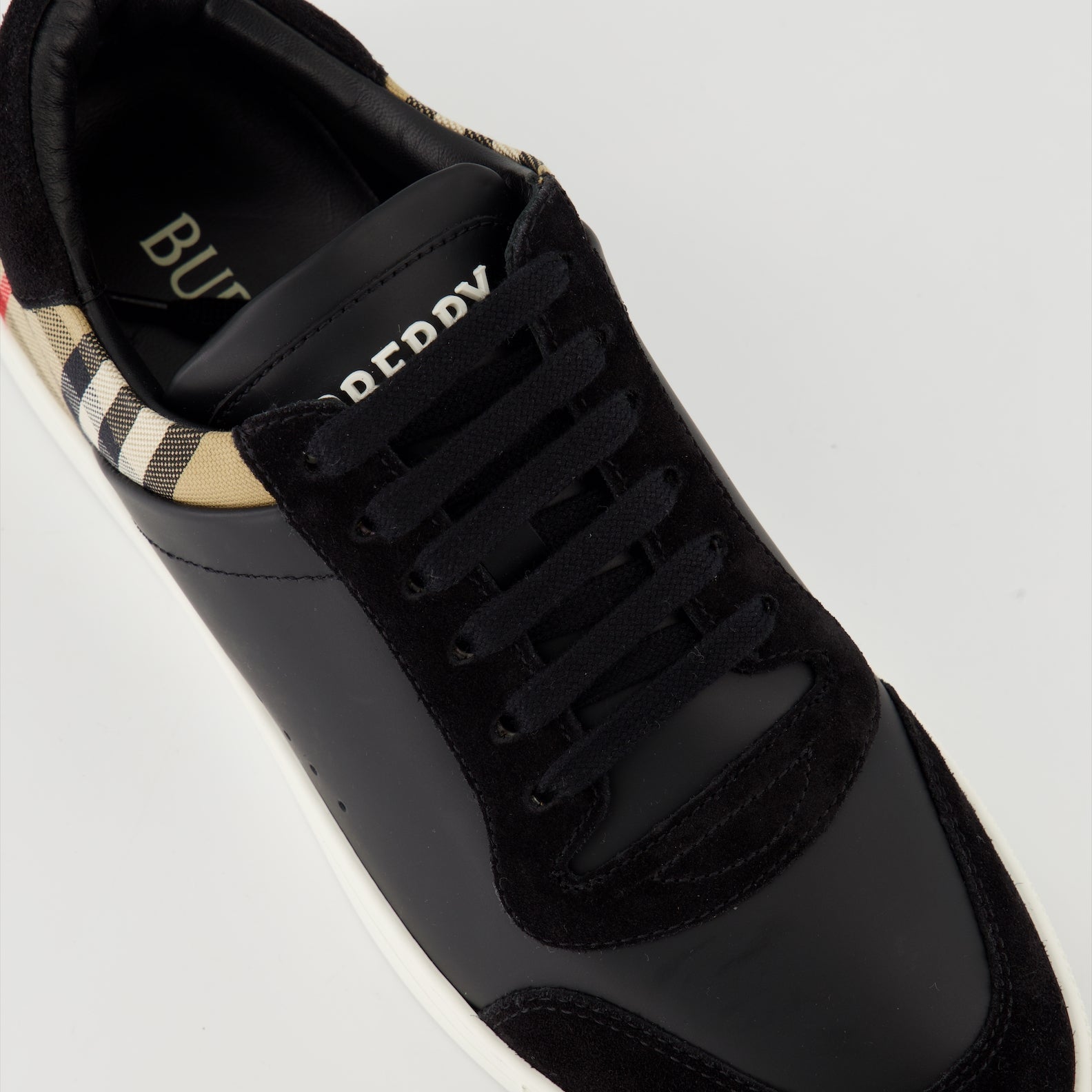 Burberry Check Leather and Velvet Sneakers - image 5