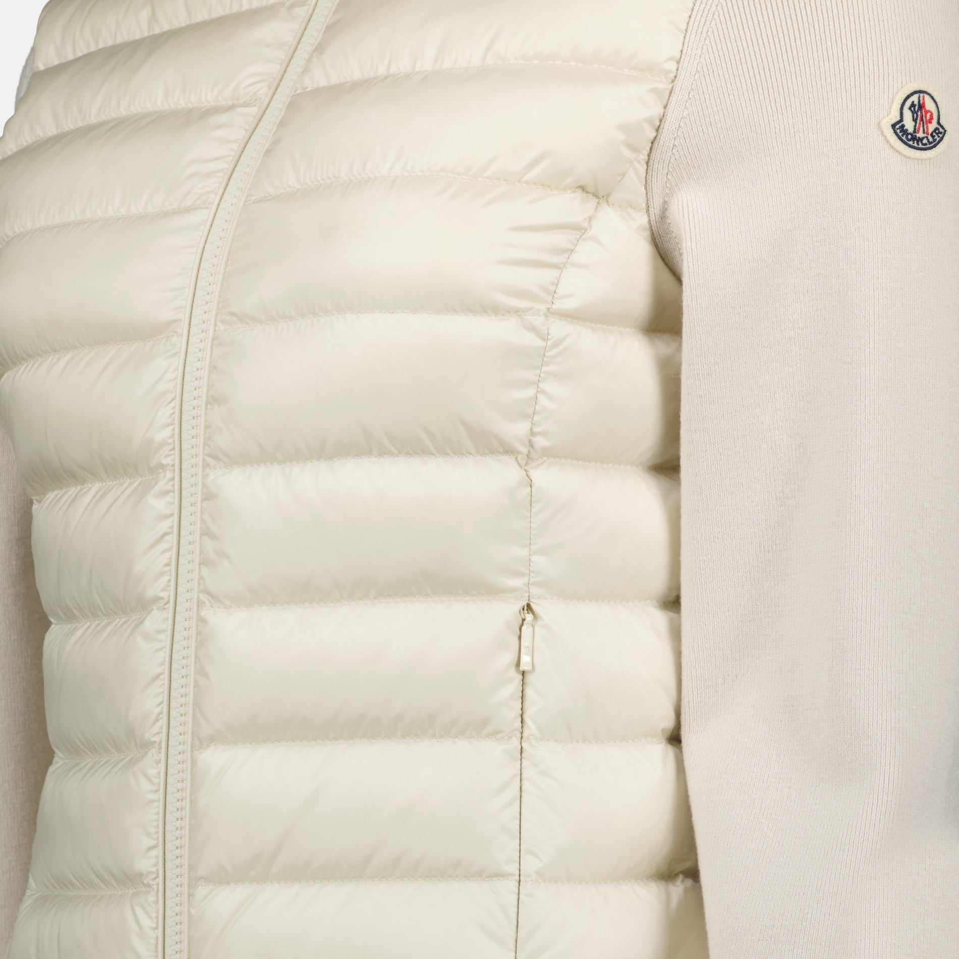 Moncler Cream Padded Knit Sleeve Jacket - image 5