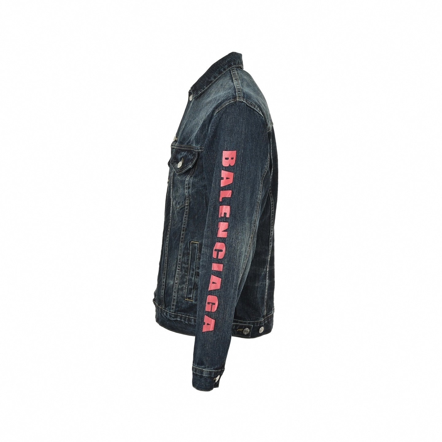 Balenciaga Heart & Logo Print Washed Denim Jacket - image 2