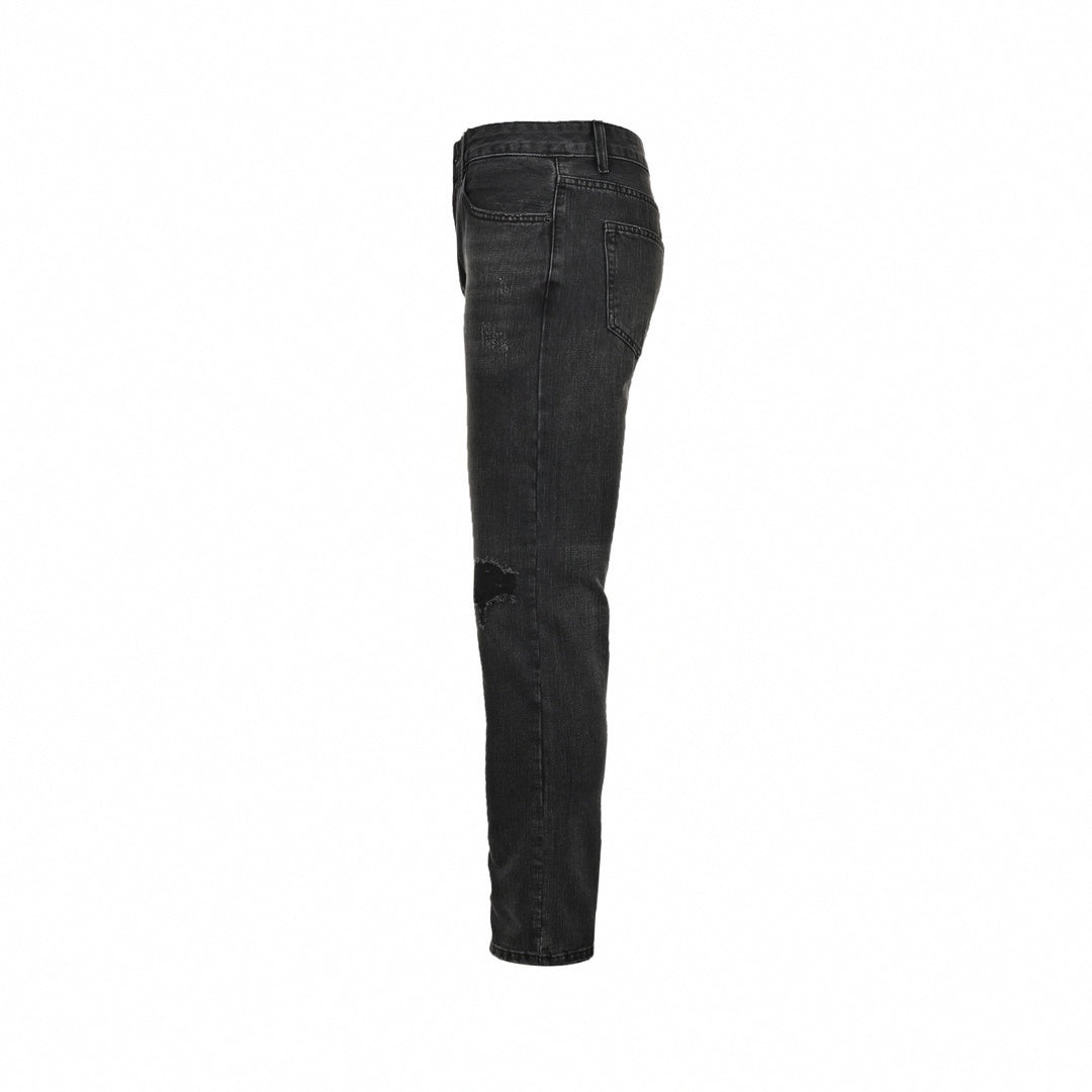 Prada Distressed Black Denim Jeans with Embroidered Back Logo - image 3
