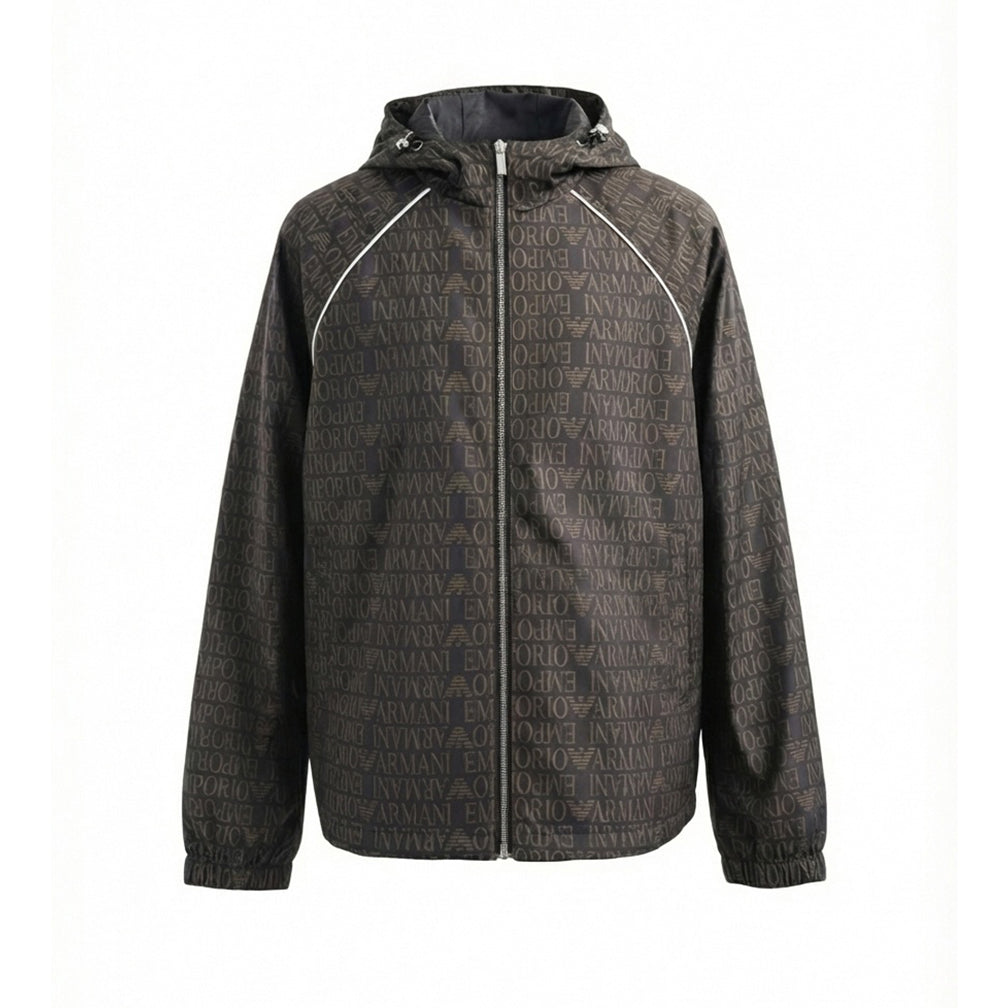 Emporio Armani Monogram Print Hooded Windbreaker - image 7