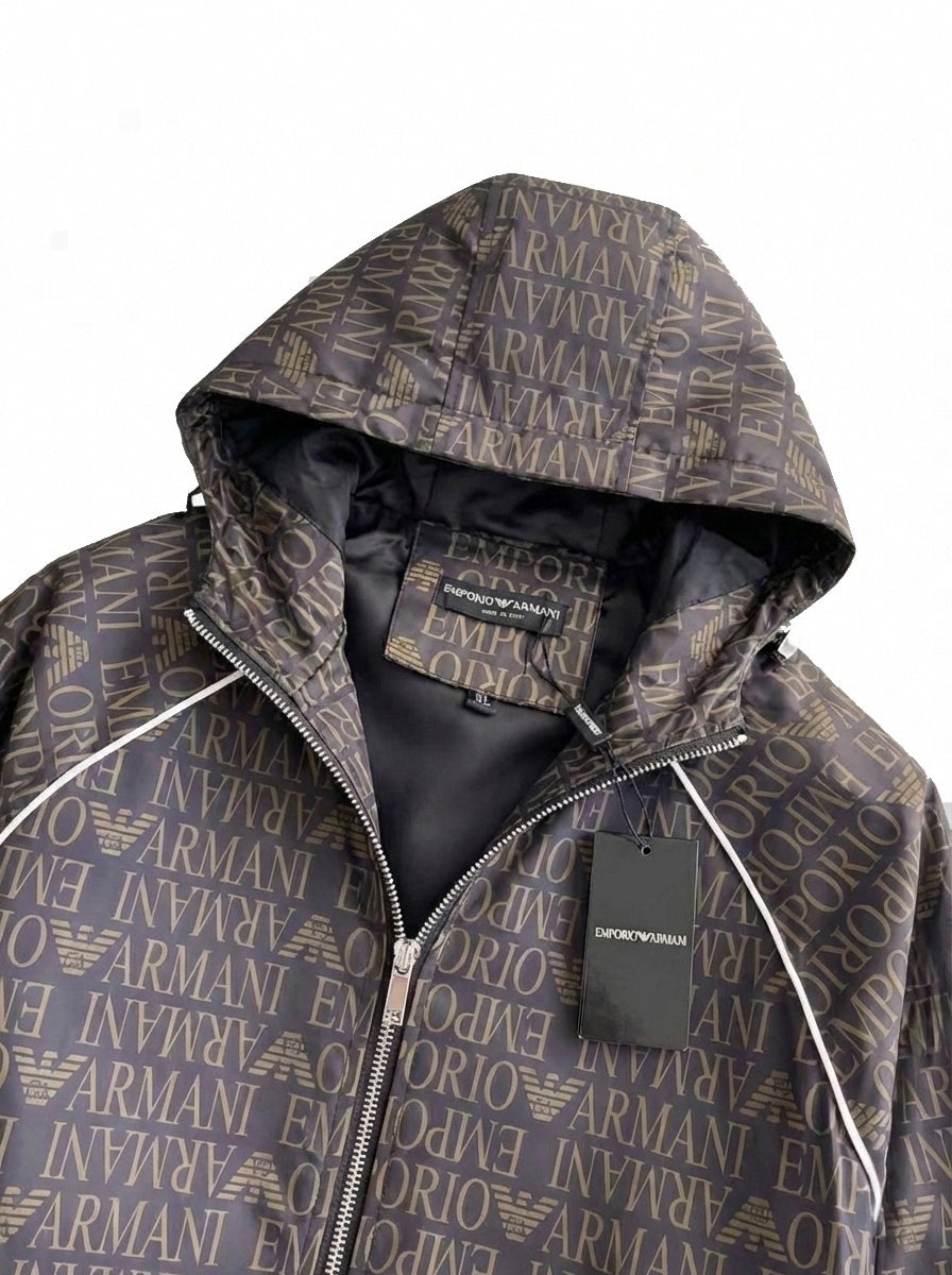 Emporio Armani Monogram Print Hooded Windbreaker - image 3