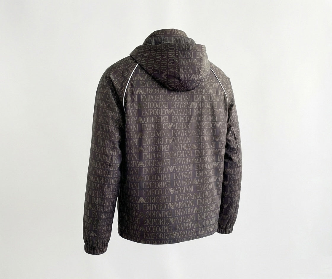 Emporio Armani Monogram Print Hooded Windbreaker - image 2