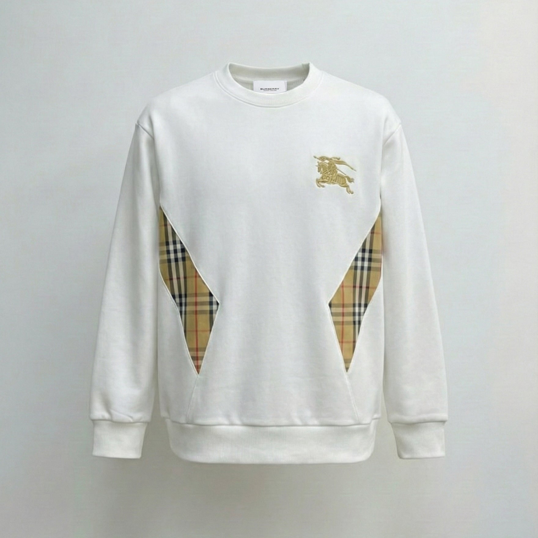 Burberry KD Embroidery Checked Panel Sweatshirt | Black and White - image 4