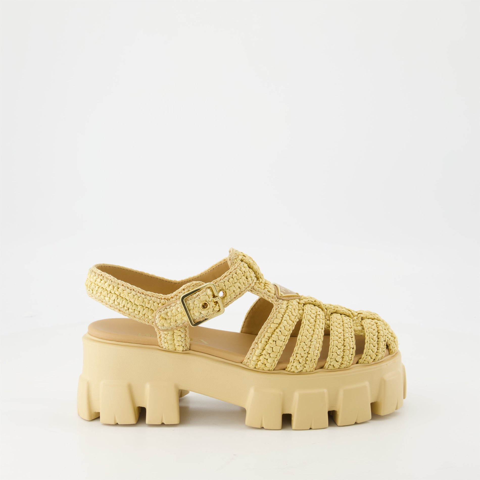 Prada Raffia Platform Sandals