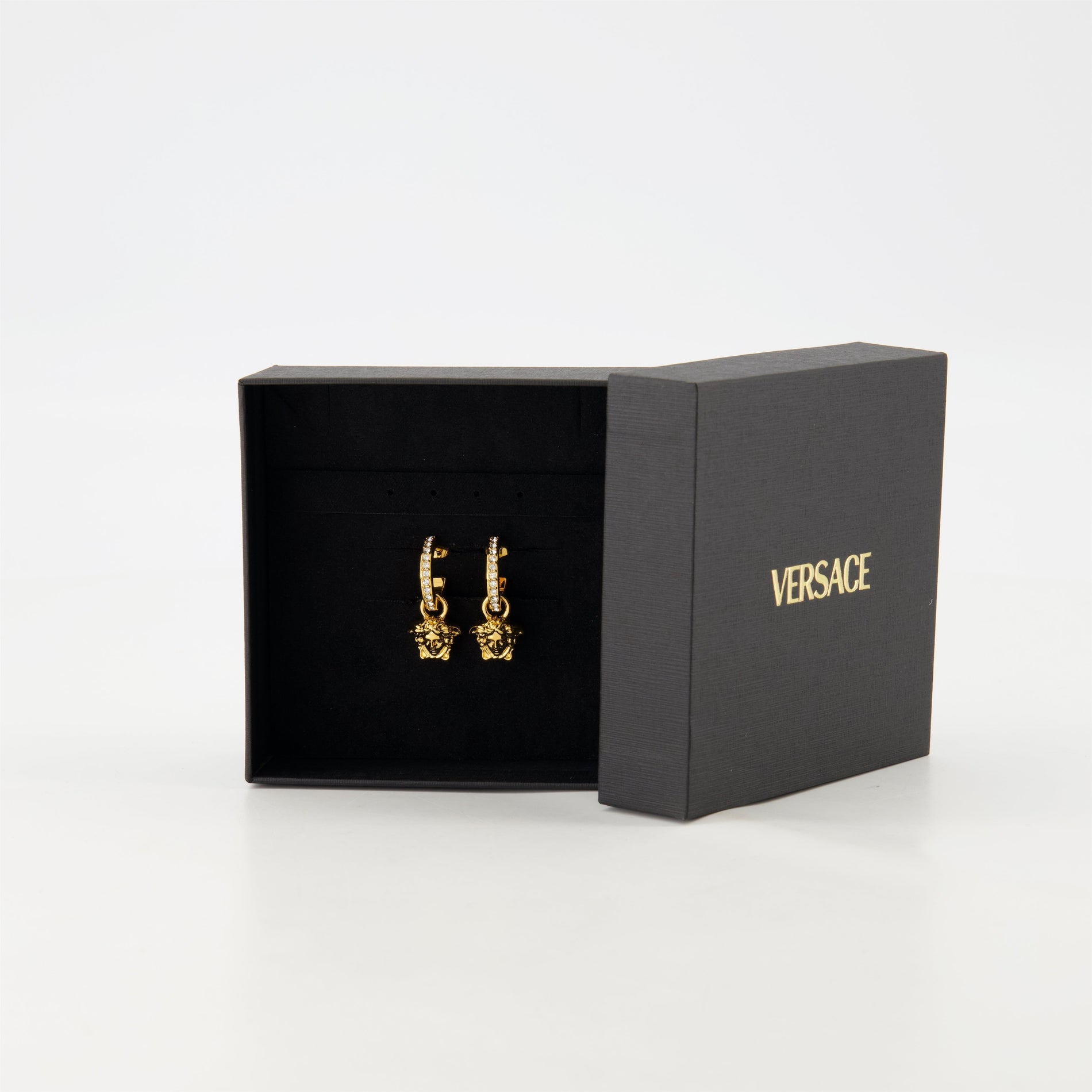 Versace Medusa Drop Earrings with Crystal Bar - image 3