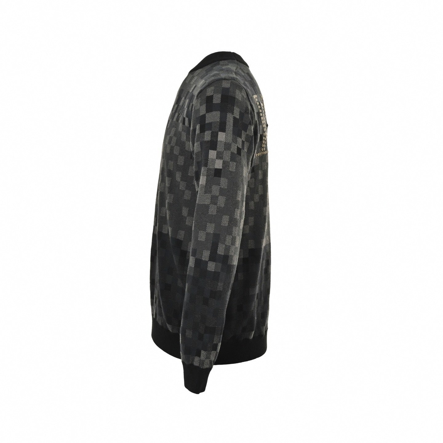 Louis Vuitton LV Pixelated Knit Crewneck Sweater – Black & Grey - image 3