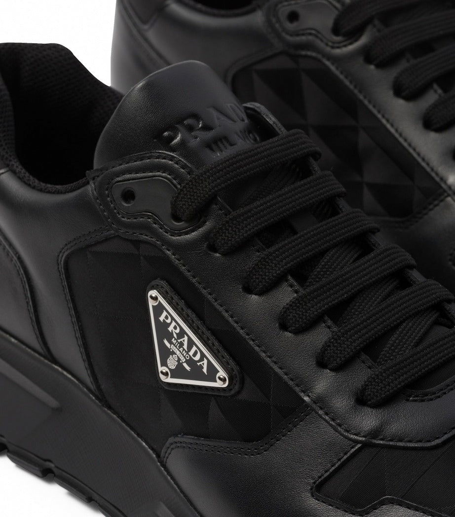 Prada Leather & Re-Nylon Low-Top Sneakers - image 4