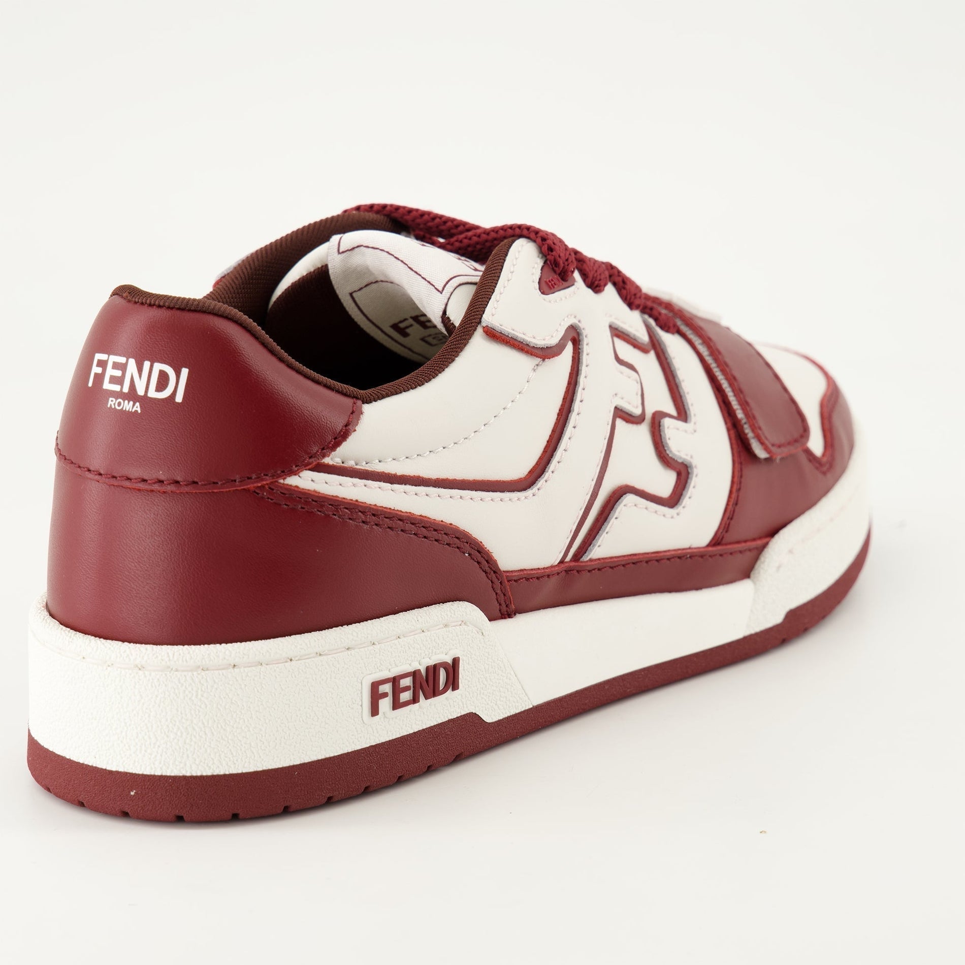 Fendi Burgundy & White Leather Sneakers - image 4