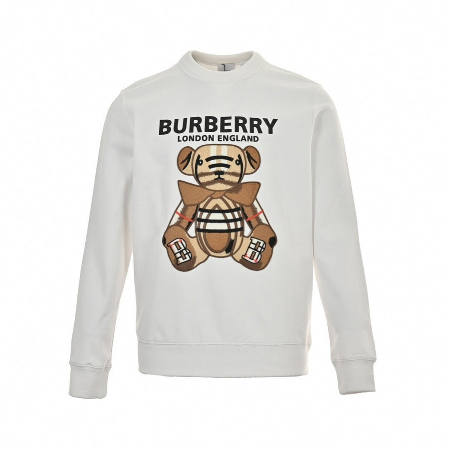 Burberry Thomas Bear Checked Applique Sweatshirt | White