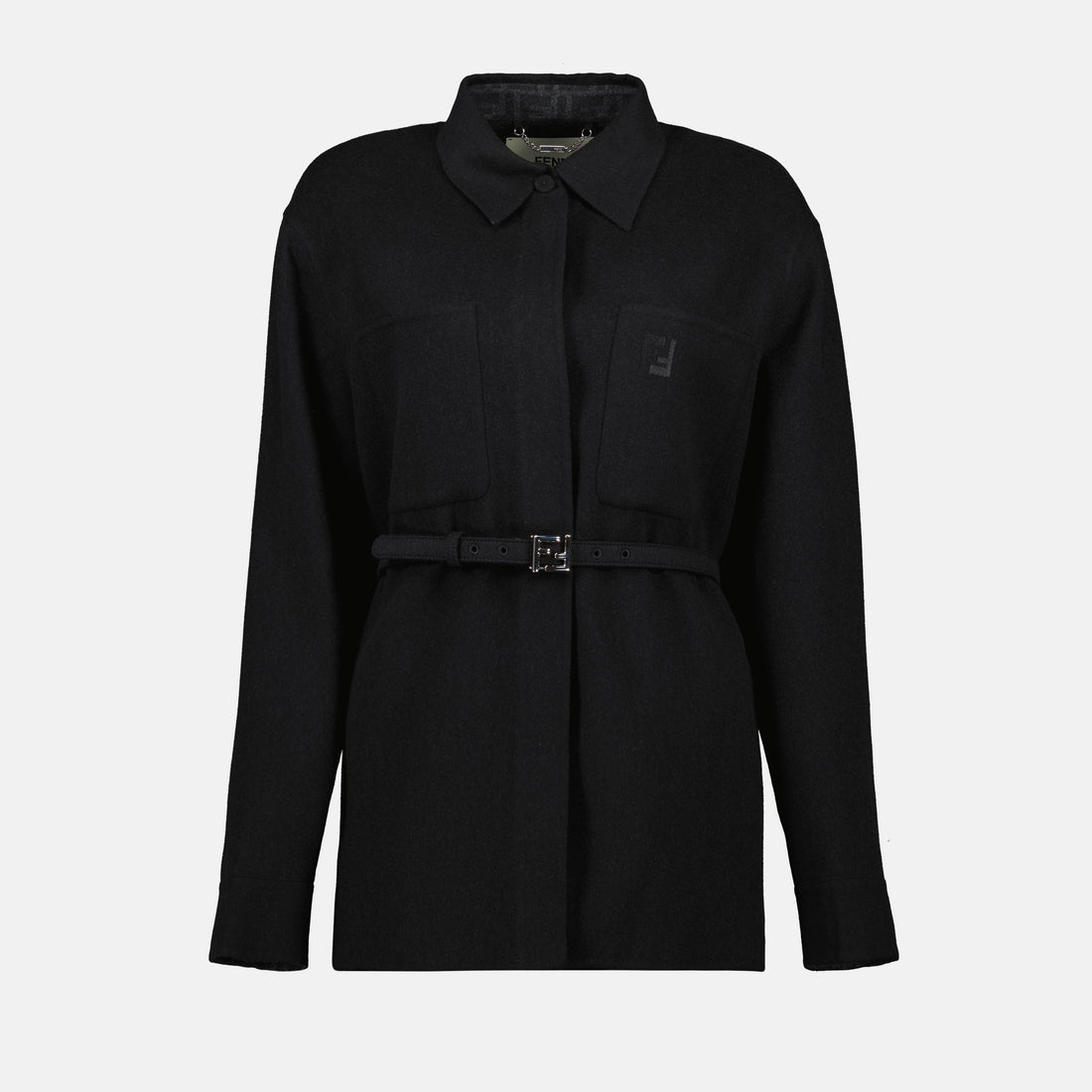 Black Belted Overshirt Jacket