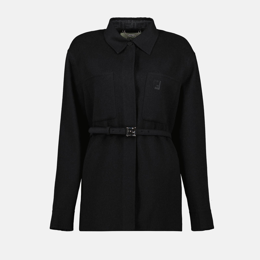 Fendi Black Belted Overshirt Jacket