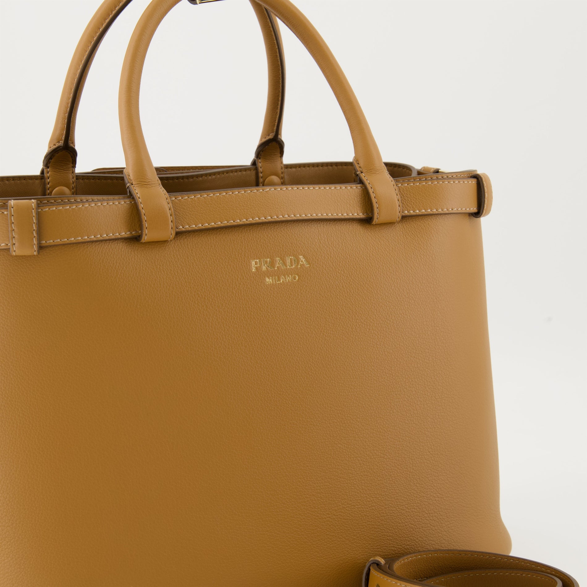 Prada Leather Buckle Bag (Tan) - image 3