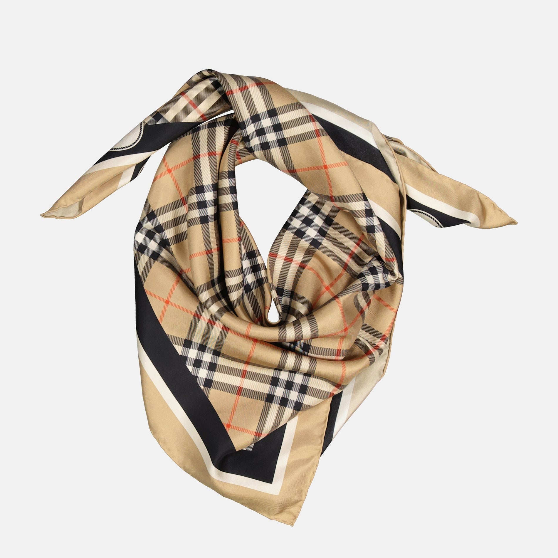 Burberry Check Silk Scarf with Contrast Border - image 4