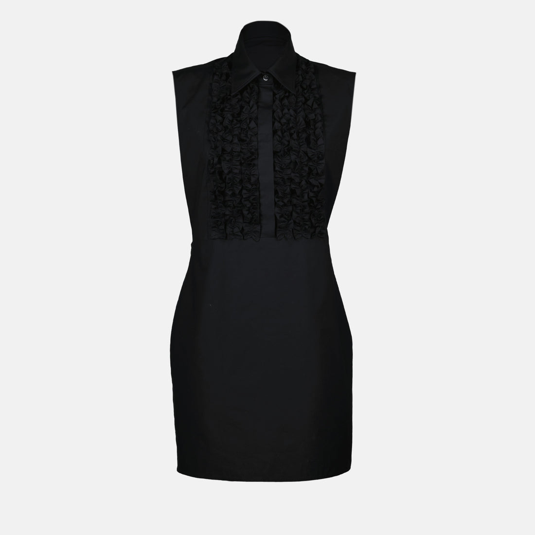 Ruffle-Bib Sleeveless Mini Dress