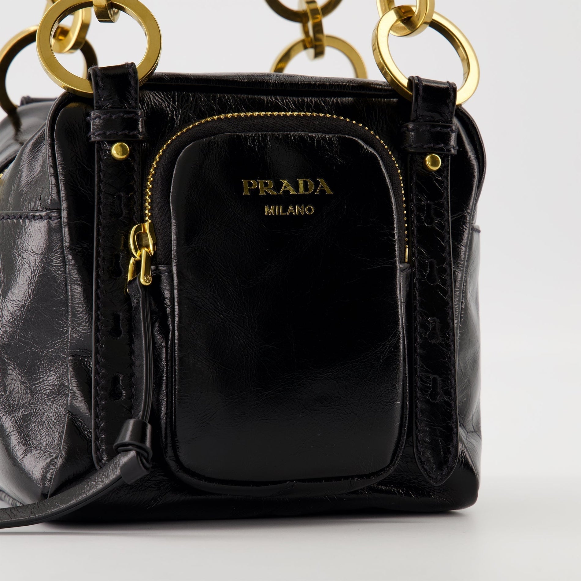 Prada Mini Leather Shoulder Bag with Chain Detail - image 3