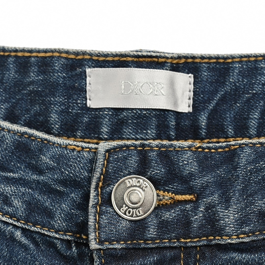Dior Distressed Dark-Wash Slim-Fit Denim Jeans - image 7