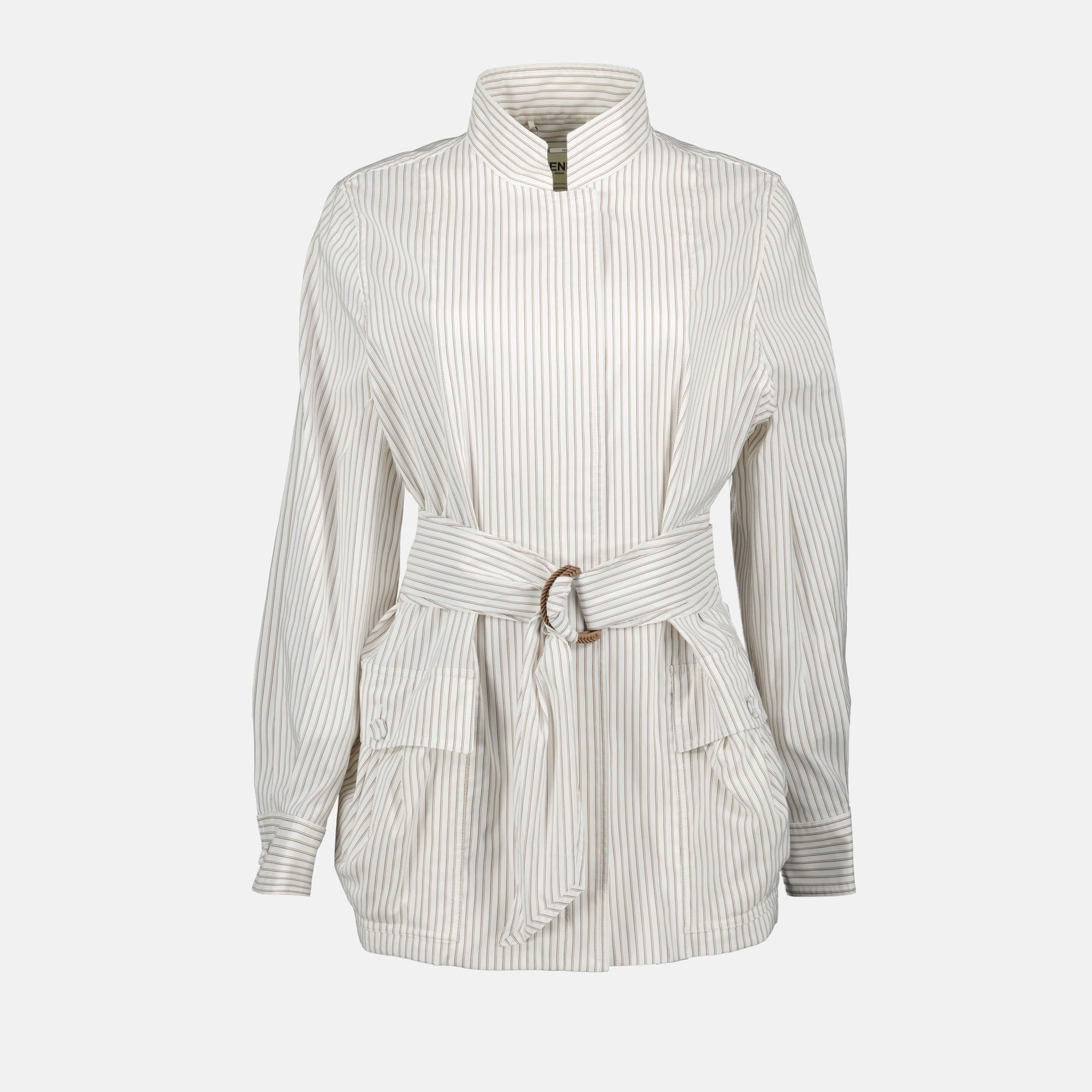 Fendi Striped Belted Jacket