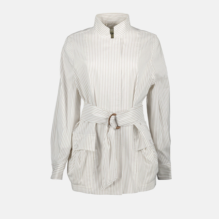 Fendi Striped Belted Jacket