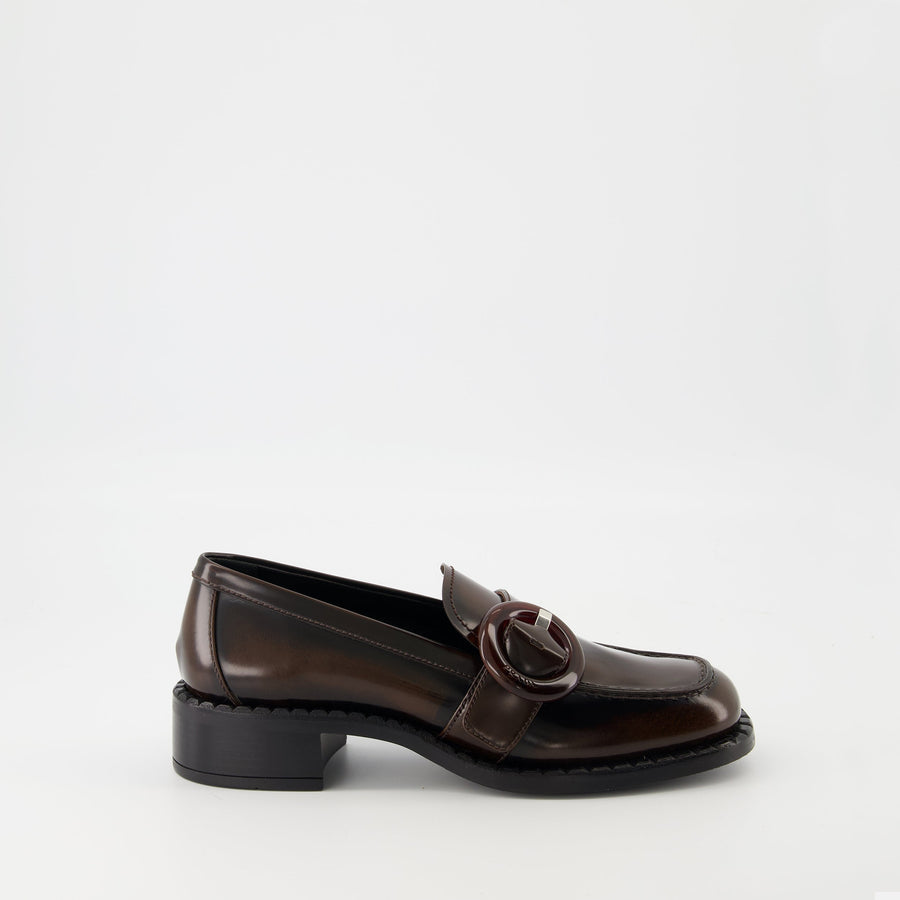 Prada Glossed Brown Loafers