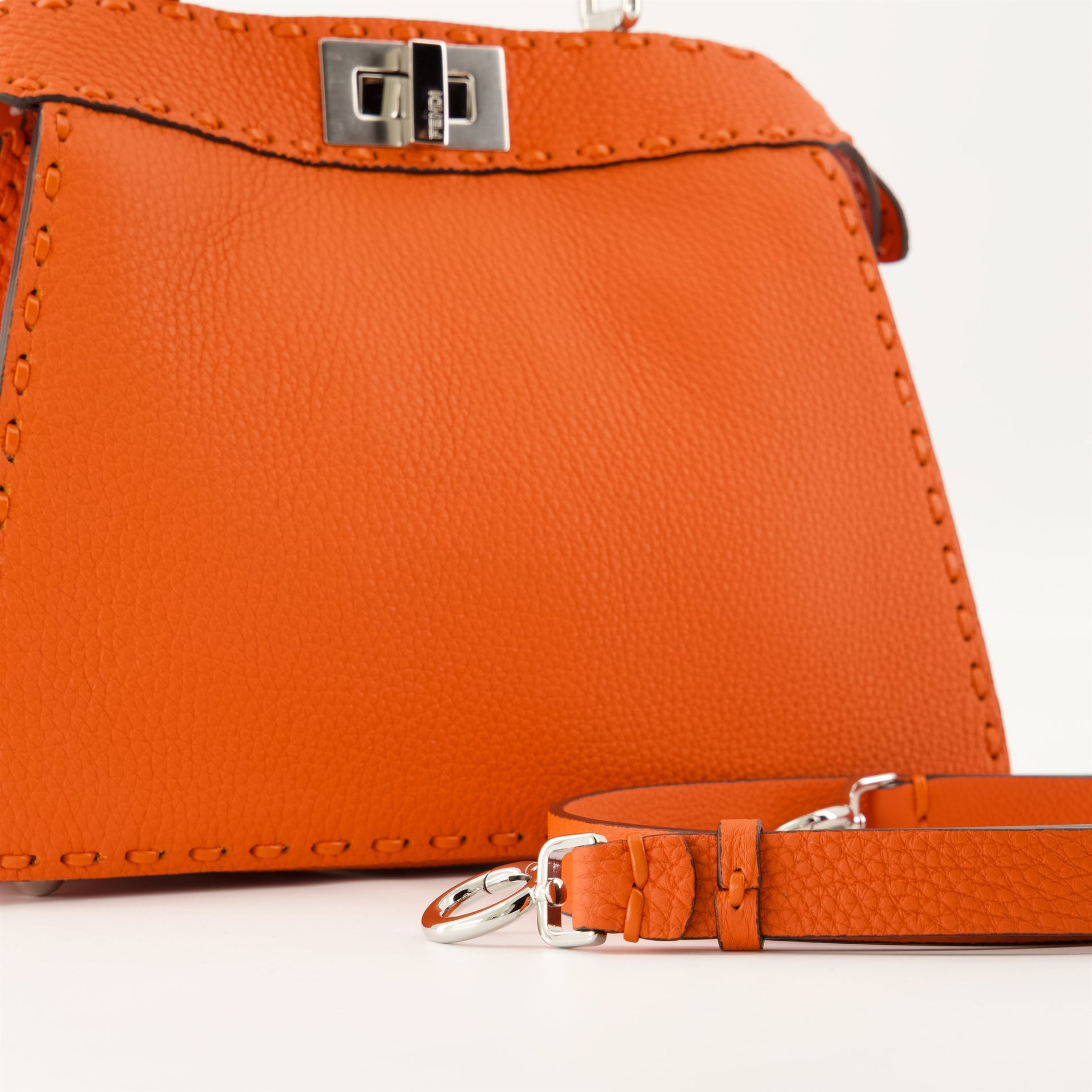 Fendi Peekaboo Mini – Orange Leather - image 3