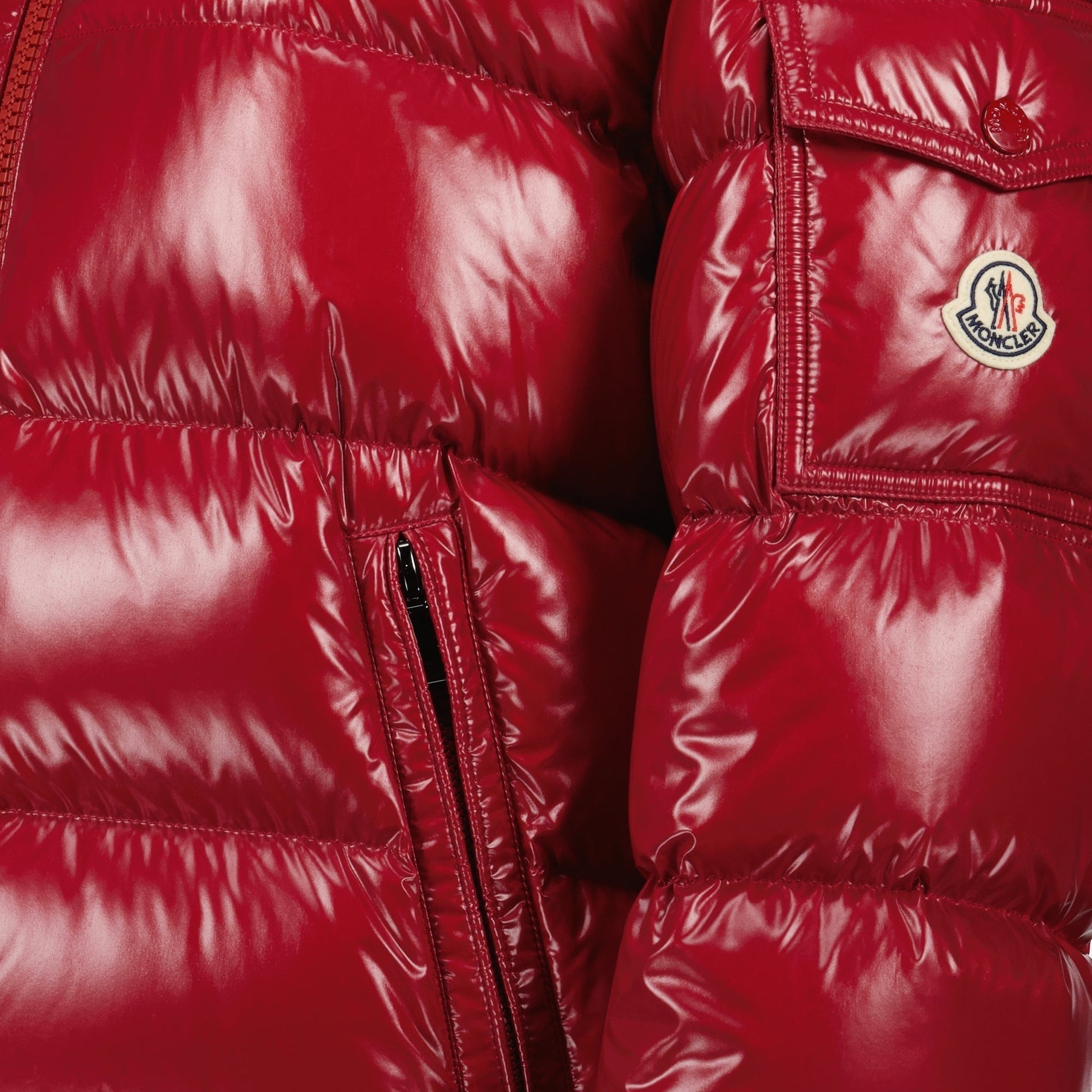 Moncler Glossy Red Hooded Puffer Jacket - image 3