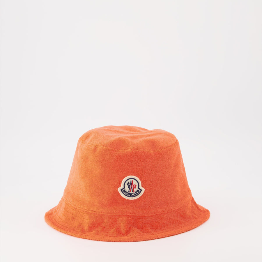 Moncler Terry Cloth Bucket Hat with Logo – Orange