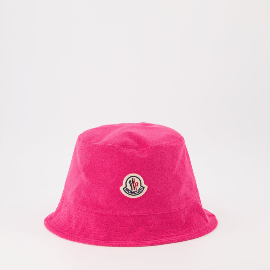 Moncler Terry Cloth Bucket Hat with Logo – Pink