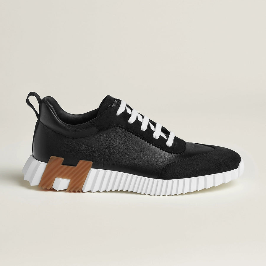 Hermes Bounce Sneaker – Black Calfskin with Signature “H” Sole