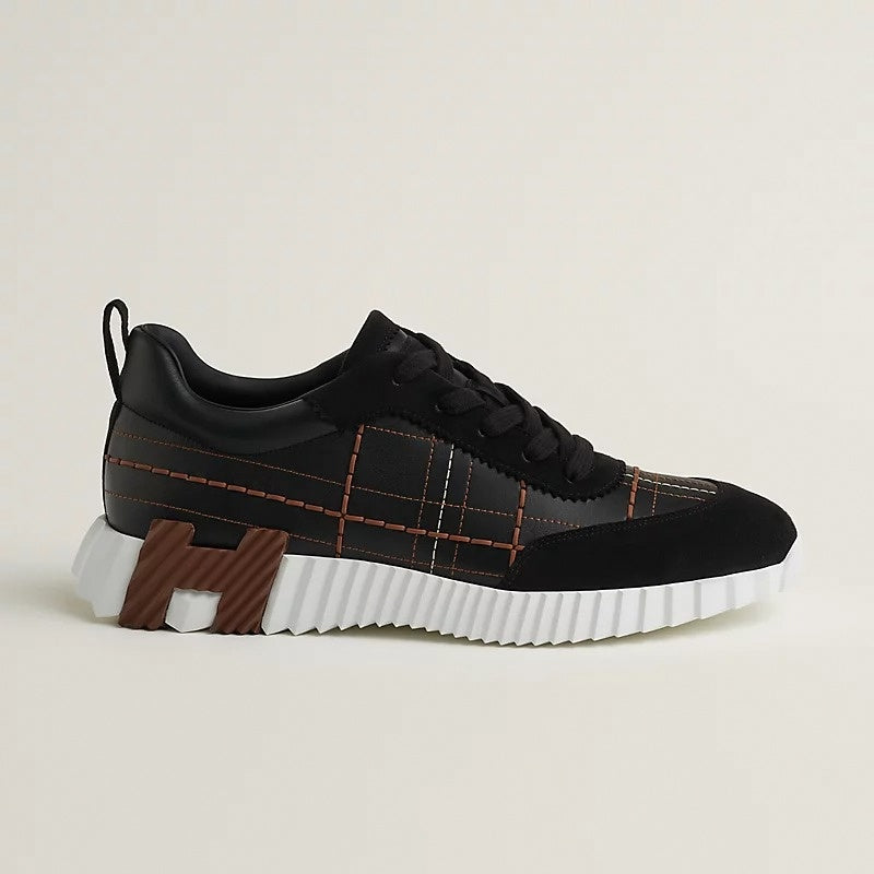 Hermes Bouncing Sneaker in Black Calfskin and Suede