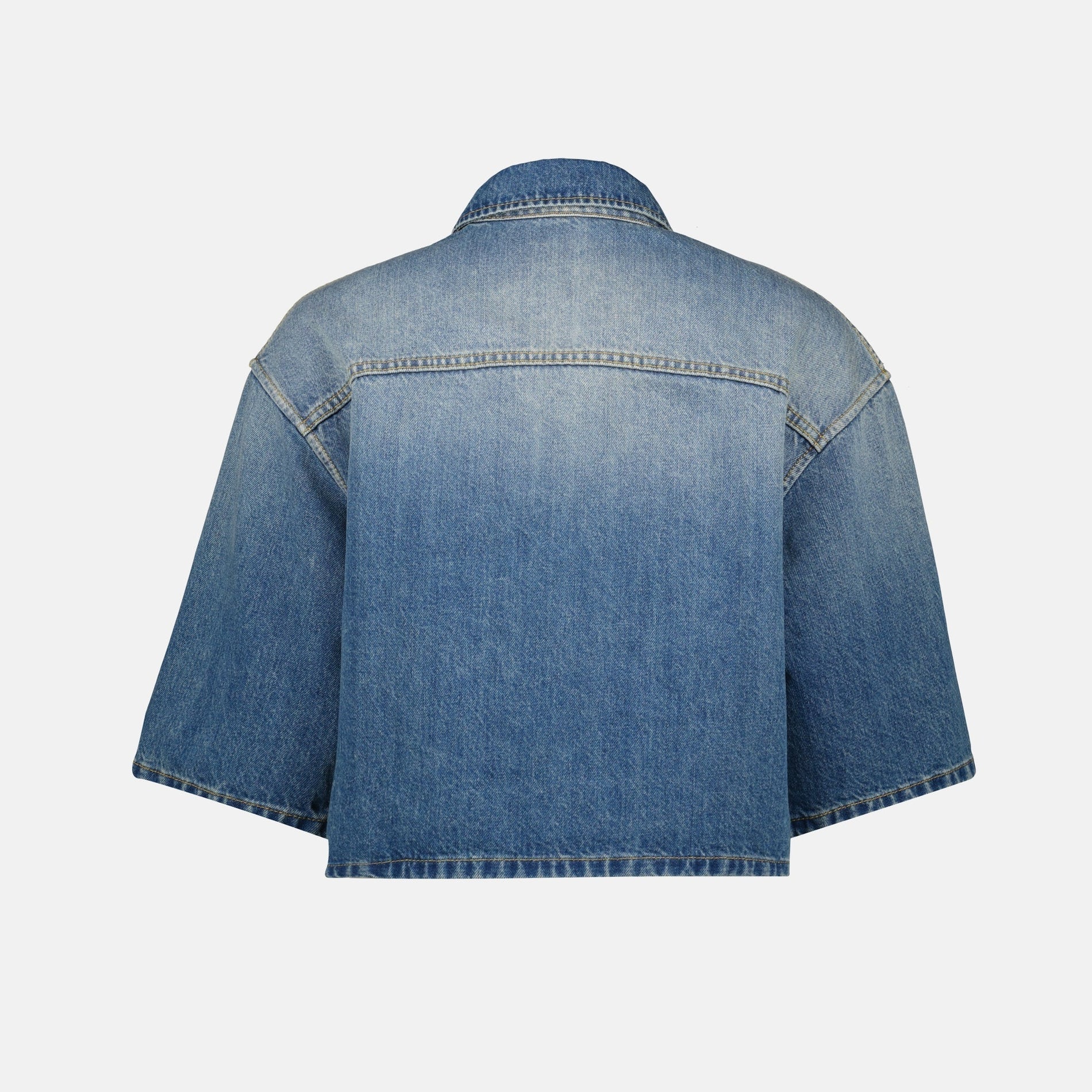 Prada Cropped Denim Cape Jacket - image 2