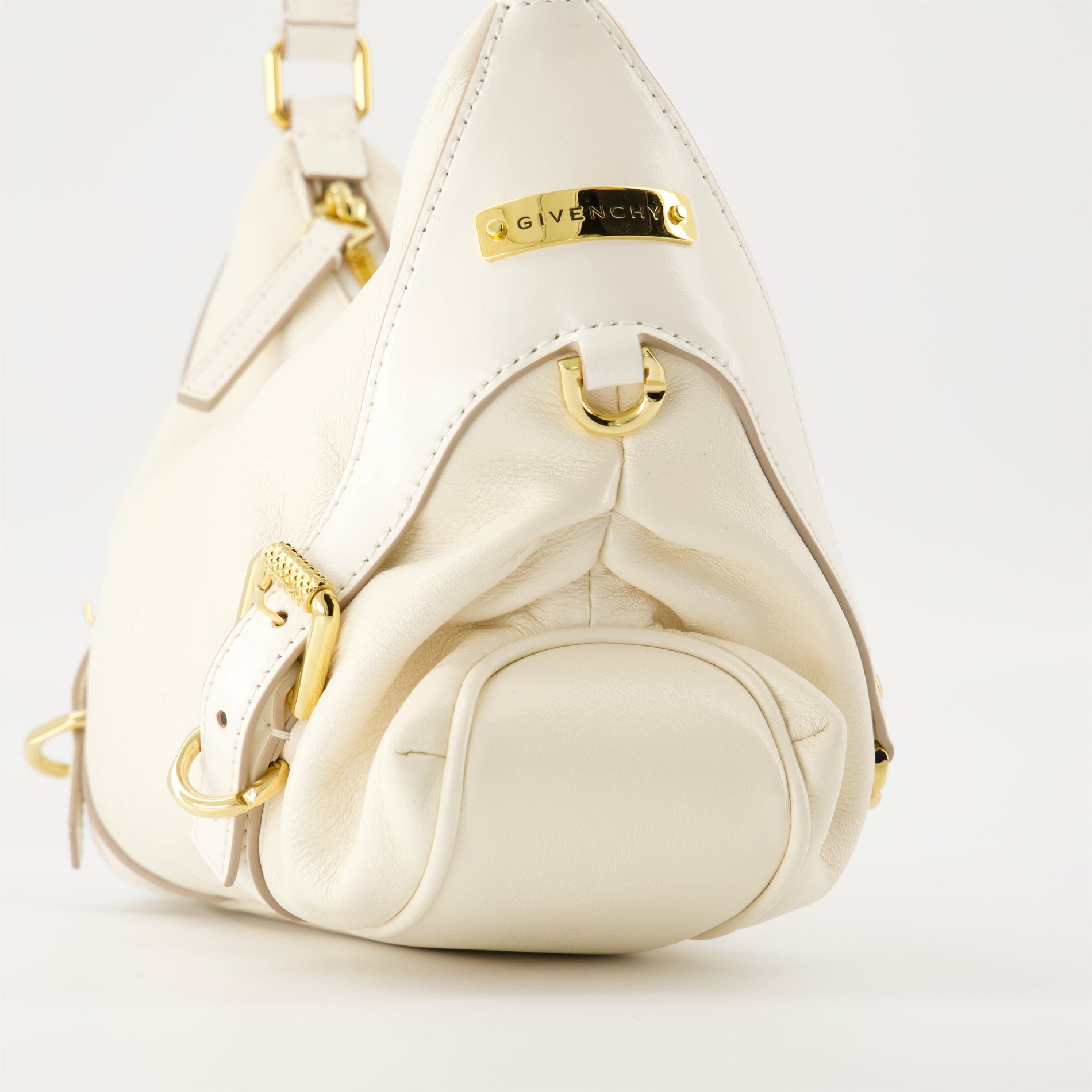 Givenchy Cream Leather Buckle Detail Mini Shoulder Bag - image 4