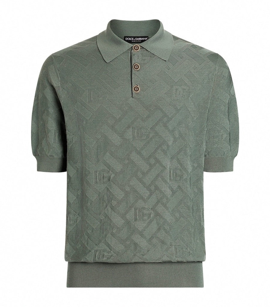 Dolce & Gabbana Silk Jacquard DG Polo Shirt