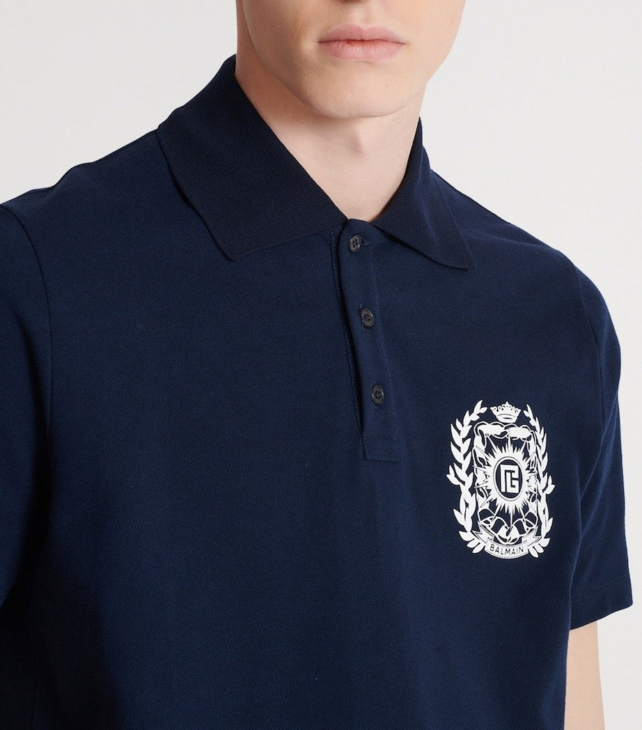 Balmain Crest Cotton Polo Shirt - image 2