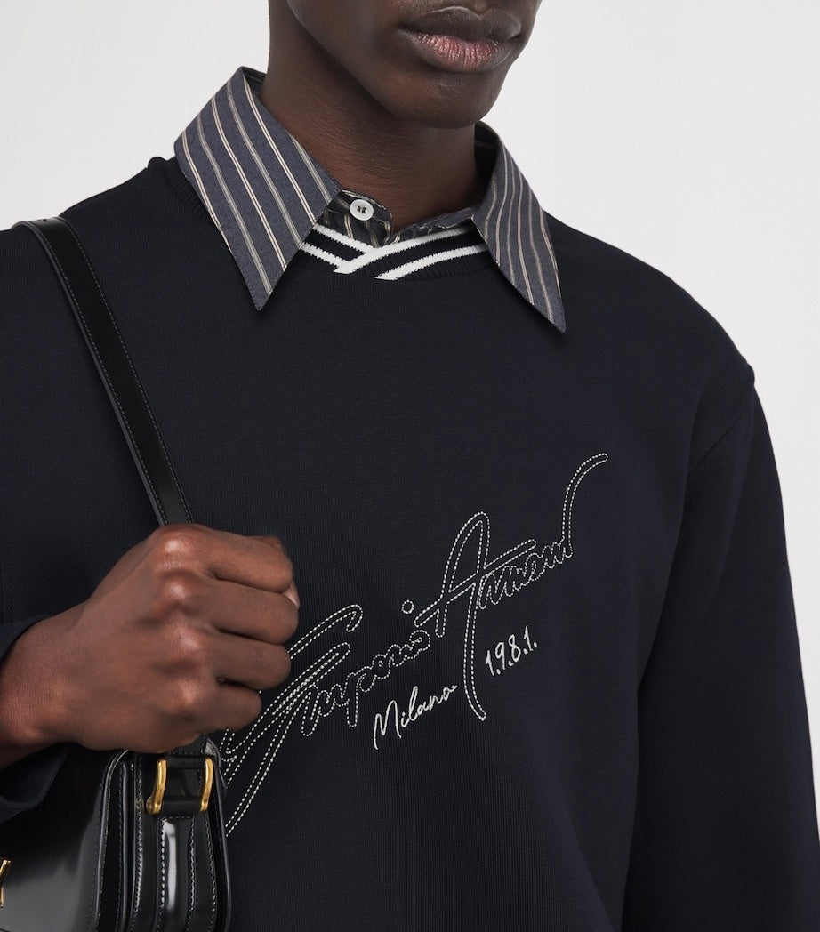 Emporio Armani Embroidered Signature Cotton Sweatshirt - image 3