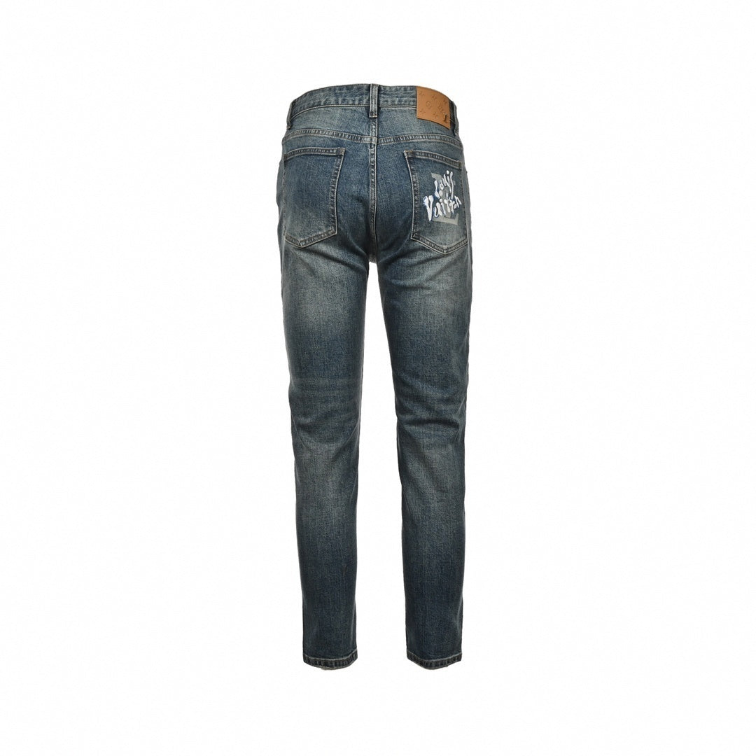 Louis Vuitton Slim-Fit Washed Denim Jeans with Embroidered Back Detail - image 2