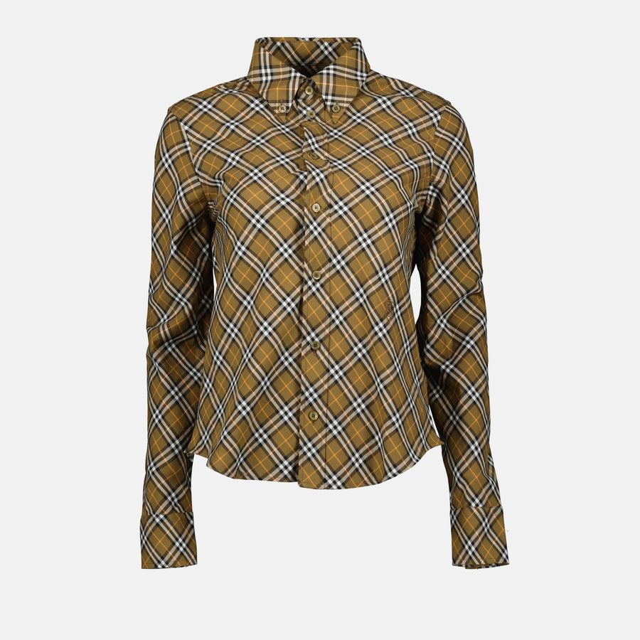 Burberry Vintage Check Cropped Shirt in Olive
