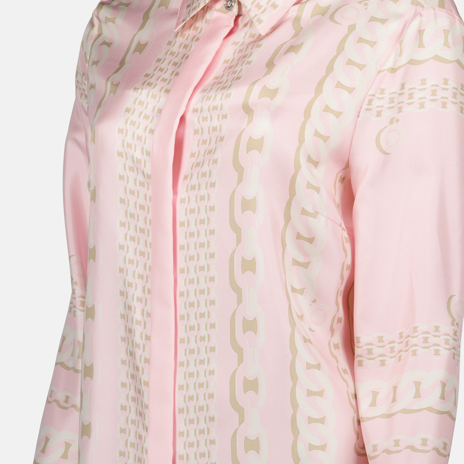 Versace Pink Chain Print Silk Shirt - image 5