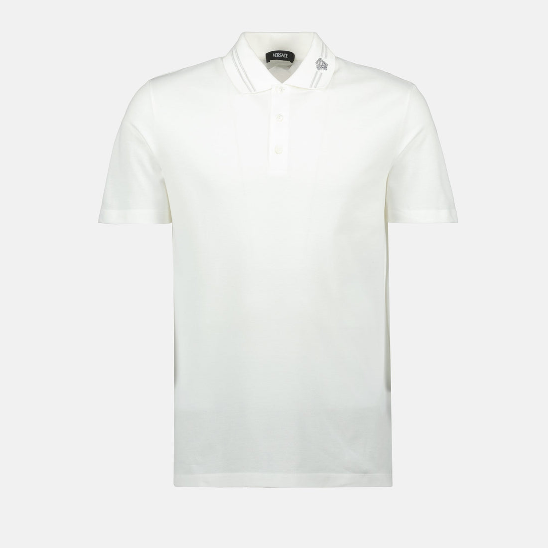 Versace Minimalist White Polo Shirt with Medusa Accent