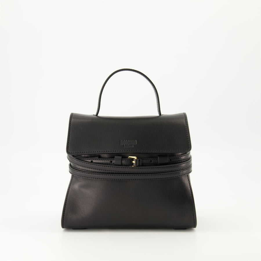 Moschino Tie Me Leather shoulder bag (Black)