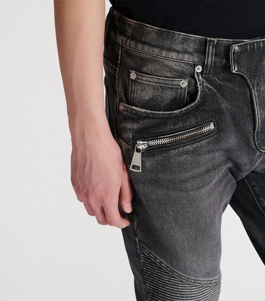 Balmain Biker Slim-Fit Denim Jeans - image 6