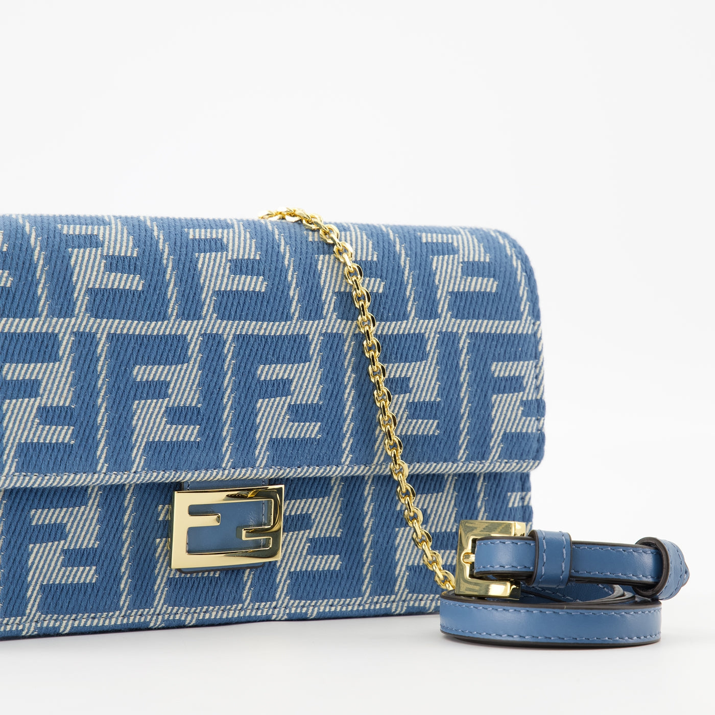 Fendi Baguette Chain Wallet – Denim Jacquard - image 3