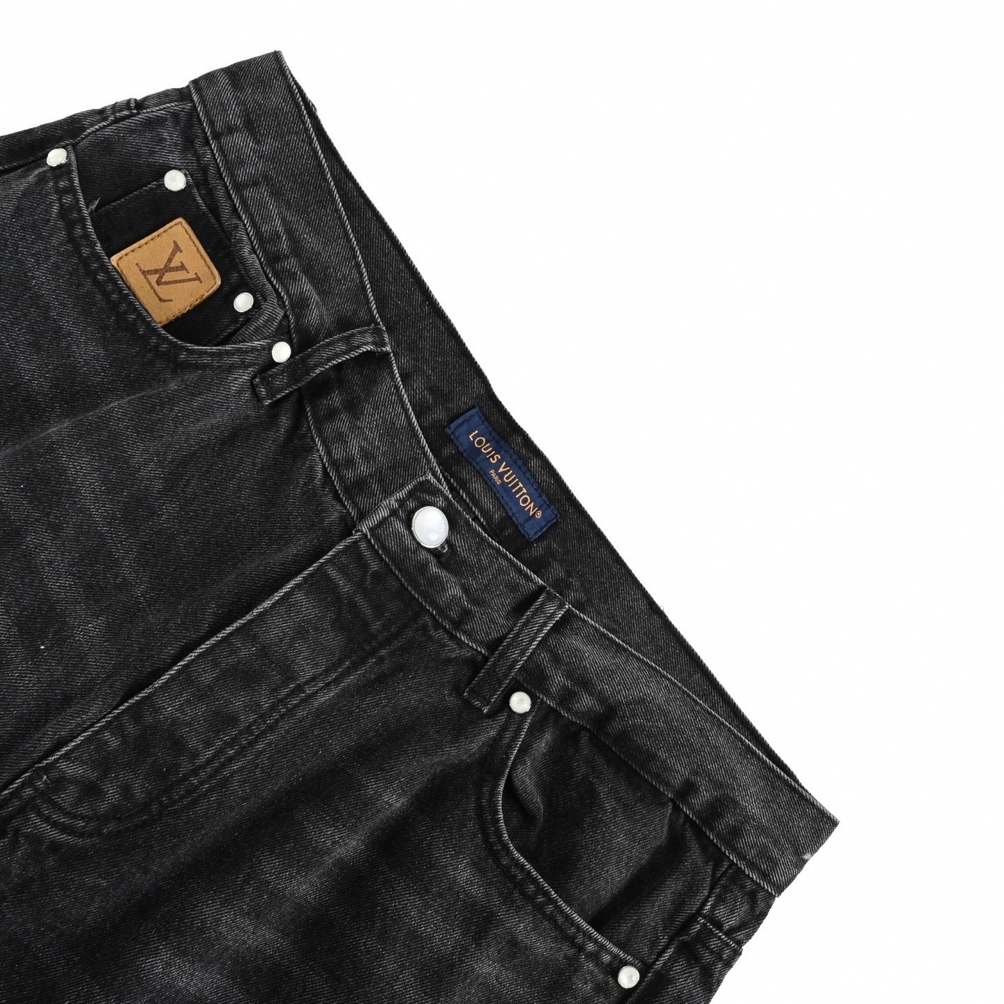 Louis Vuitton Damier Patch Washed Black Denim Jeans – Relaxed Luxury Fit - image 5